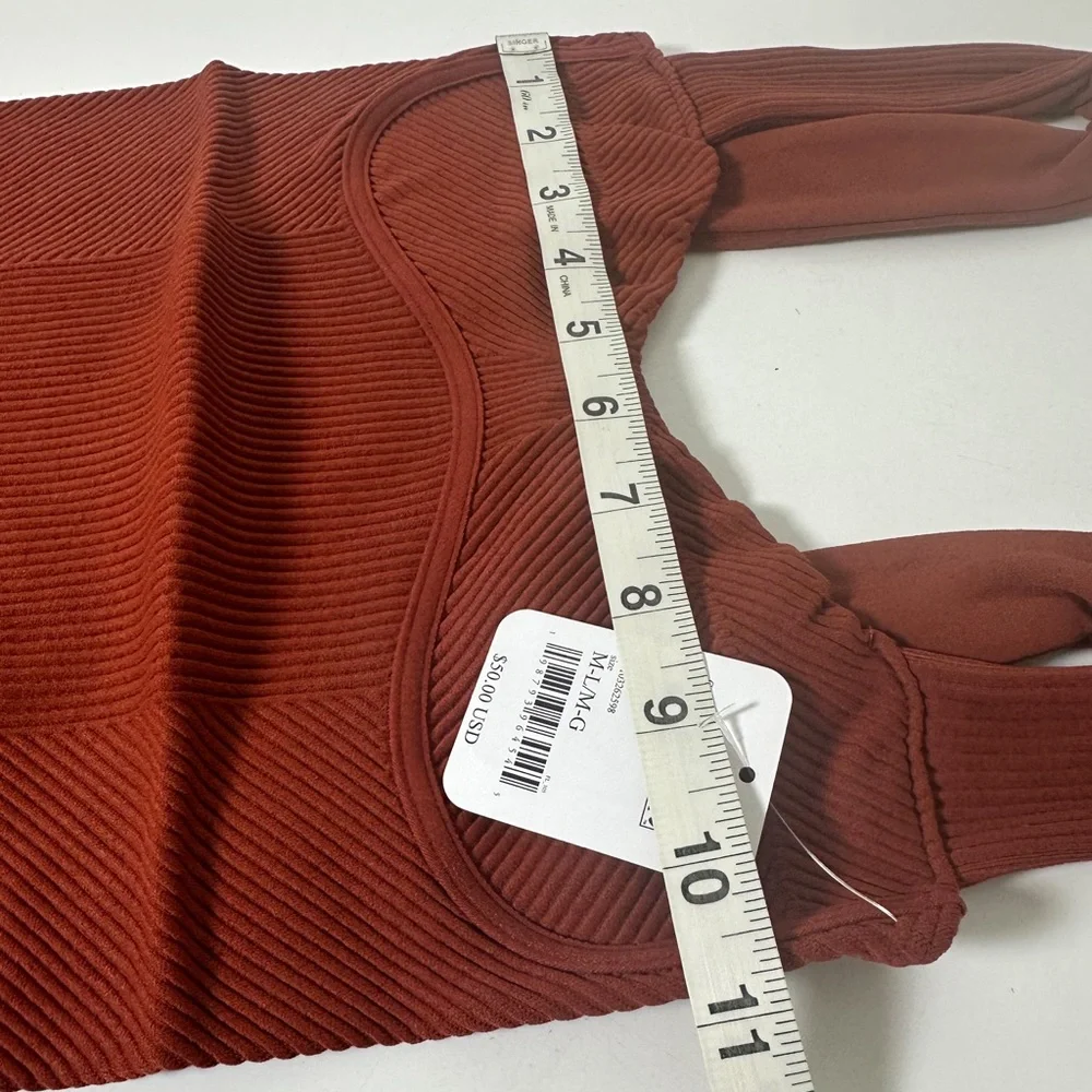 Free People Sleek Rib Tank Body Suit in Brown size M/L NWT